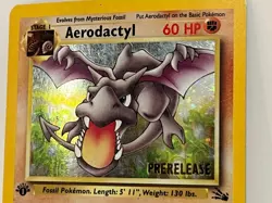 Vintage 1999 Pokemon TCG Fossil AERODACTYL HOLO Rare 1/62 MP 1st ED., PRERELEASE - Image 2