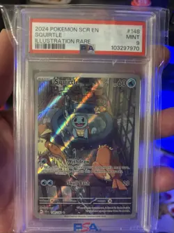 2024 Pokemon SCR EN Illustration Rare #148 Squirtle PSA 9 MINT - Image 1