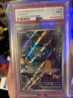 2024 Pokemon SCR EN Illustration Rare #148 Squirtle PSA 9 MINT - Image 3