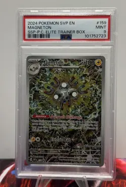 2023 Pokemon SVP EN Magneton #159 Surging Sparks Pokemon Center ETB Promo PSA 9 - Image 1