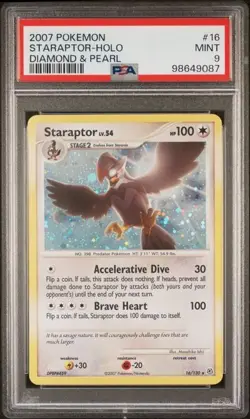 Pokemon TCG - Staraptor - 16/130 - PSA 9 MINT - Holo Rare - Diamond & Pearl - Image 1