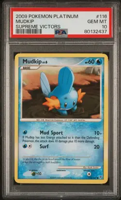 PSA 10 Mudkip Supreme Victors Platinum POP 9 #116 Pokemon 2009 Mint Rare - Image 1