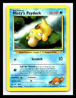 💥 Misty’s Psyduck 54/132 Gym Heroes WOTC Pokemon Vintage 2000 Non Holo Foil - Image 1