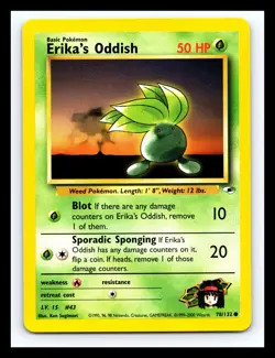 💥 Erika's Oddish Gym Heroes Non Holo # 78/132 Pokemon 2000 Vintage - Image 1