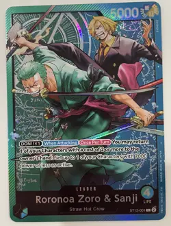 One Piece TCG Starter Deck ST12-001 Roronoa Zoro & Sanji Foil Leader LP (pics) - Image 1