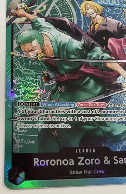 One Piece TCG Starter Deck ST12-001 Roronoa Zoro & Sanji Foil Leader LP (pics) - Image 5