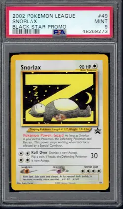 2002 Pokemon Snorlax #49 PSA 9 (WOTC Black Star Promos) - Image 1