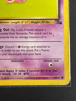 Pokemon '079 Slowpoke 55/62 1st Edition - Common Vintage WOTC 1999 MP - Image 5