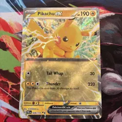 Pokemon TCG Pikachu EX Double Rare Holo Prismatic Evolutions Card 028/131 - Image 1