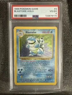 Pokemon TCG Blastoise Holo-Rare Card 2/102 Base Set, PSA 4 - Image 1