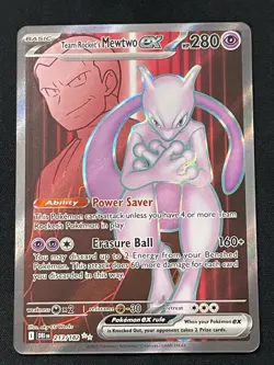 Pokemon TCG Team Rocket's Mewtwo ex 213/182 Destined Rivals 280 HP Ultra Rare H… - Image 1