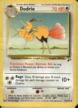 Dodrio 37/130 Uncommon WOTC Base Set 2 Pokemon - Image 1