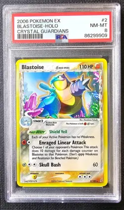 2006 POKEMON EX CRYSTAL GUARDIANS #2/100 BLASTOISE HOLO | PSA 8 - Image 1