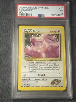 Pokemon TCG Koga's Ditto Holo Rare Card 10/132 Gym Challenge PSA 7 - Image 1