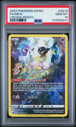 2023 Pokemon Crown Zenith Mew Full Art #GG10/GG70 PSA 10 - Image 1