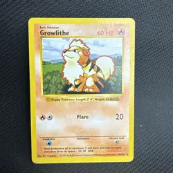 Pokemon Base Set Growlithe Shadowless 28/102 MP - Image 1