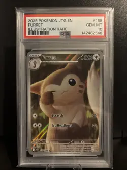 PSA 10 💎 GEM MINT Pokemon Journey Furret Illustration Rare #168/159 - Image 1