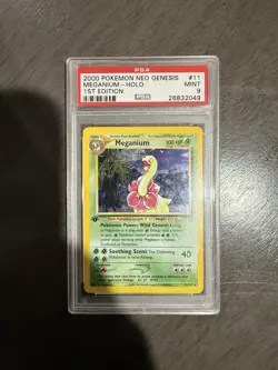 Pokemon Neo Genesis 1st Edition Meganium Holo Rare #11 PSA 9 Mint 2000 - Image 1