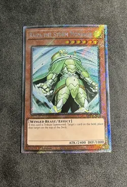 Yugioh Raiza the Storm Monarch Platinum Secret Rare RA03-EN180 1st Edition - Image 1
