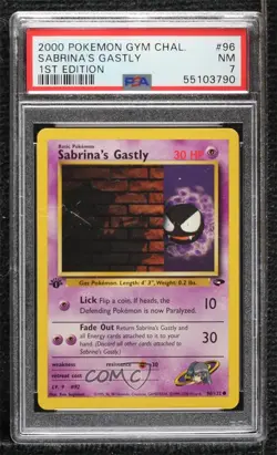 Sabrina's Gastly 1st Ed. Pokemon Gym Challenge PSA 7 2000 - Image 1