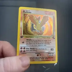 Pokemon Moltres Holo Rare TCG Card 12/62 Fossil 1st Edition - Image 1