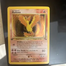 Pokemon Moltres Holo Rare TCG Card 12/62 Fossil 1st Edition - Image 3