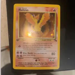 Pokemon Moltres Holo Rare TCG Card 12/62 Fossil 1st Edition - Image 4