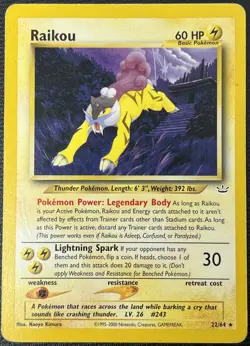 Raikou 22/64 Neo Revelation Swirl Pokemon Card Holo Rare LP - Image 1