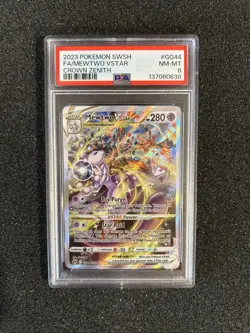2023 POKEMON SWORD & SHIELD CROWN ZENITH #GG44 FULL ART MEWTWO VSTAR PSA 8 🤩 - Image 1