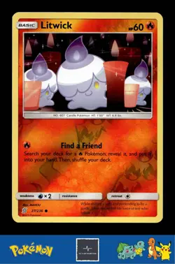 2019 Pokemon SM Unified Minds 27/236 Litwick Reverse - Image 1