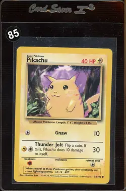 Pikachu 58/102 Yellow Cheeks Pokemon Card 1999 Base Set LP - Image 1