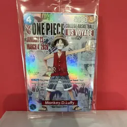 Bandai Namco Monkey.D.Luffy P-055 Holo US Voyage One Piece CCG Card - Image 1