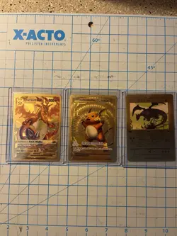 Pokemon Textured Gold Foil, Fan Art Pokemon Cards (Lot Of 3 Cards)￼ - Image 1