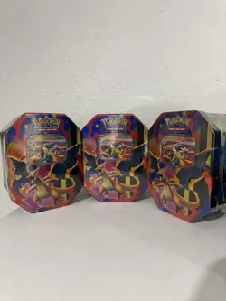 Pokemon Mega Charizard ex Factory Sealed Tin Box - Charizard Y - 4 Booster Packs - Image 1