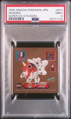PSA 9 MINT SEAKING 1998 AMADA POKEMON JAPANESE SUPER DX D71 GRADED STICKER TPHLC - Image 1