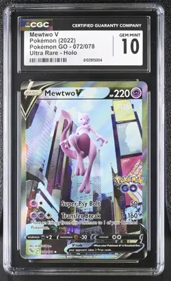Mewtwo V (Alternate Full Art) 072/078 Pokemon GO Holo CGC 10 - Image 1