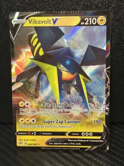 Pokemon TCG Vikavolt V 060/189 Holo Ultra Rare Crimped Error Card - Image 1