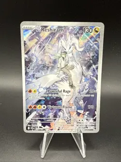 Pokemon N's Reshiram Illustration Rare Full Art Holo Card SV09 167/159 - Image 1