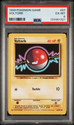 1999 POKEMON BASE SET UNLIMITED #67 VOLTORB PSA 6 - Image 1