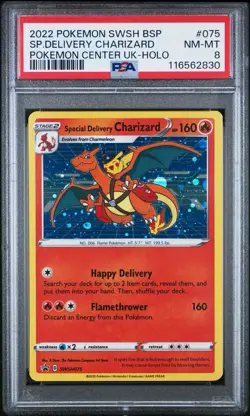 2022 POKEMON SWSH BLACK STAR PROMO #075 SPECIAL DELIVERY CHARIZARD-HOLO PSA 8 - Image 1