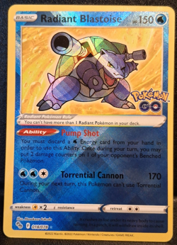Radiant Blastoise #18/78 Pokemon GO NM 2022 Sword & Shield - Image 1