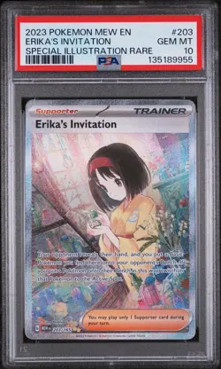 2023 POKEMON MEW EN-151 SPECIAL ILLUSTRATION RARE #203 ERIKA'S INVITATION PSA 10 - Image 1
