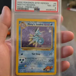 Pokemon TCG Misty's Seadra Gym Heroes Holo Rare Prerelease 70 HP PSA 8 009/132 - Image 1
