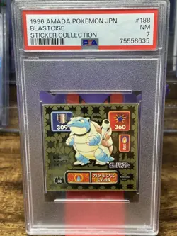 1996 Amada Pokemon Japanese Sticker Collection #188 Blastoise PSA 7 - Image 1