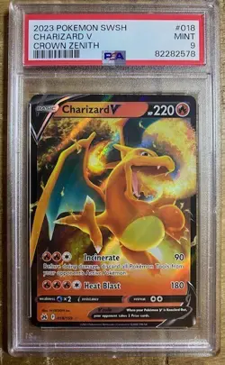 2023 Pokemon SWSH CHARIZARD V 018/159 Crown Zenith PSA 9 Mint - Image 1