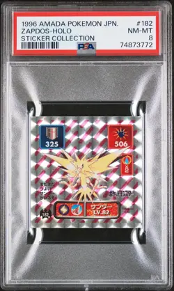 1996 AMADA POKEMON JPN STICKER COLL #182 ZAPDOS-HOLO PSA 8 - Image 1