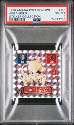1996 AMADA POKEMON JPN STICKER COLL #169 ABRA-HOLO PSA 8 - Image 1