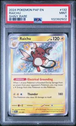 PSA 9 RAICHU 132 PALDEAN FATES SHINY RARE POKEMON MINT - Image 1
