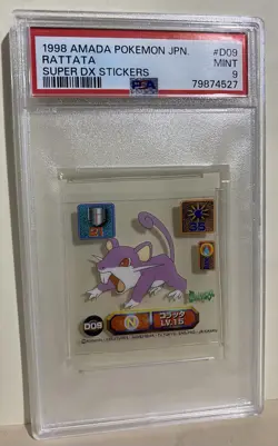 1998 AMADA POKEMON JPN SUPER DX STICKERS #D09 RATTATA PSA 9 - Image 1
