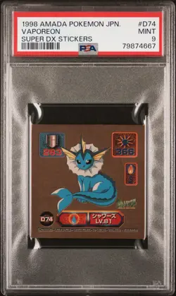 Pokemon - PSA 9 - 1998 Amada Pokemon Japanese Super Dx Stickers Vaporeon #D74 - Image 1